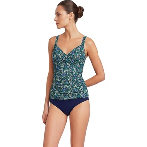 image:imageLands End Womens Chlorine Resistant Wrap Tankini Swimsuit TopNavy Multi Ditsy Floral