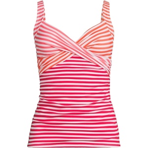 image:imageLands End Womens Chlorine Resistant Wrap Tankini Swimsuit TopWood LilyStrawberry Stripe