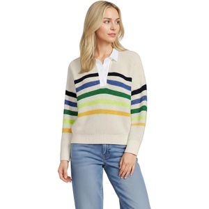 image:imageLands End Womens Cotton Rugby SweaterIvoryMulti Gem Placed Stripe