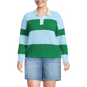 image:imageLands End Womens Cotton Rugby SweaterTrue GreenSoft Ice Blue Rugby