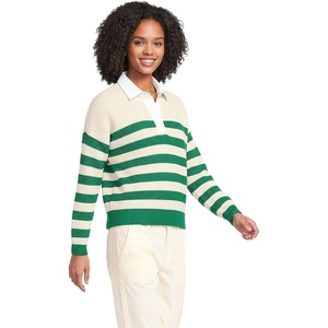 image:imageLands End Womens Cotton Rugby SweaterVibrant Clover Stripe