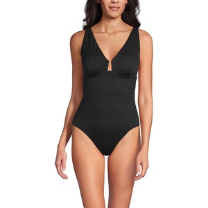 image:imageLands End Womens Crepe Rectangular Wire One PieceBlack