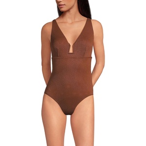 image:imageLands End Womens Crepe Rectangular Wire One PieceDark Cinnamon