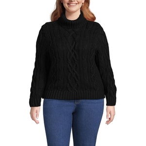 image:imageLands End Womens Drifter Cable Turtleneck SweaterBlack