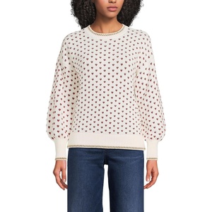 image:imageLands End Womens Drifter Jersey Crewneck SweaterHollyIvoryGreen