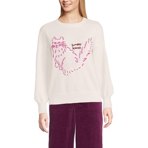 image:imageLands End Womens Drifter Jersey Crewneck SweaterSunday ScariesIvory