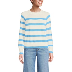 image:imageLands End Womens Drifter Raglan Sleeve Easy Fit SweaterFresh IvoryBlue Stripe
