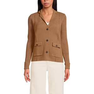 image:imageLands End Womens Drifter Ribbed Collared Blazer SweaterCanyon Camel