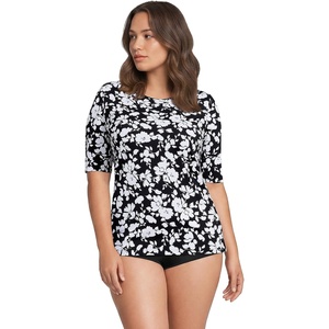 image:imageLands End Womens Elbow Sleeve Rash GuardBlack Blossom Floral