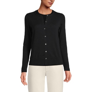 image:imageLands End Womens Fine Gauge Cotton Cardigan SweaterBlack