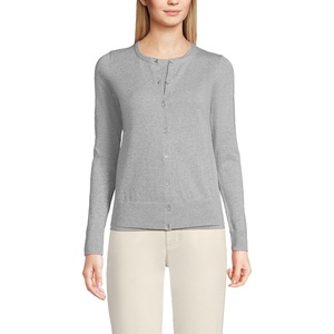 image:imageLands End Womens Fine Gauge Cotton Cardigan SweaterGray Heather
