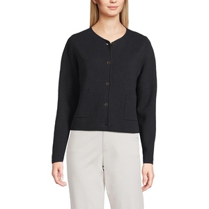 image:imageLands End Womens Fine Gauge Cotton Milano Blazer SweaterBlack