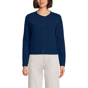 image:imageLands End Womens Fine Gauge Cotton Milano Blazer SweaterDeep Sea Navy