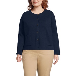 image:imageLands End Womens Fine Gauge Cotton Milano Blazer SweaterRadiant Navy