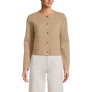 image:imageLands End Womens Fine Gauge Cotton Milano Blazer SweaterVicuna Heather