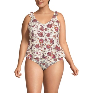 image:imageLands End Womens Flutter Tie Tankini TopEgret White Ornate Floral