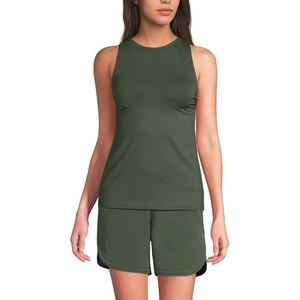 image:imageLands End Womens High Neck UPF 50 Modest Tankini Top SwimsuitRich Olive Green