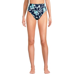 image:imageLands End Womens High Waisted Bikini BottomsTropic FloralNavy