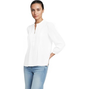 image:imageLands End Womens Lightweight Jersey Button Pintuck TopWhite