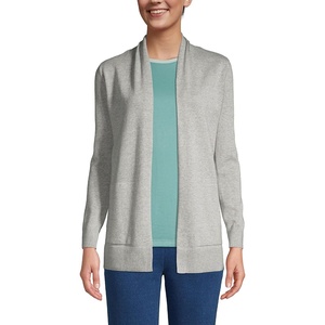 image:imageLands End Womens Long Sleeve Open Long Cardigan SweaterGray Heather