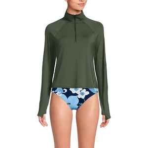 image:imageLands End Womens Long Sleeve Rash Guard Coverup UPF 50Rich Olive Green