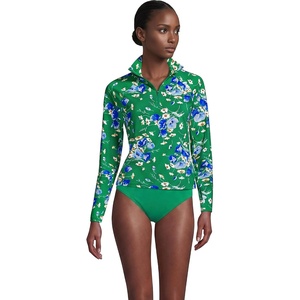 image:imageLands End Womens Long Sleeve Rash Guard Coverup UPF 50Vibrant Clover Poppy Floral