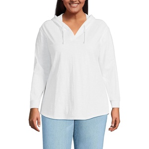 image:imageLands End Womens Long Sleeve Slub Hooded PopoverWhite