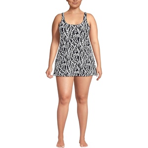 image:imageLands End Womens Mini Swim DressBlackWhite Vine Floral