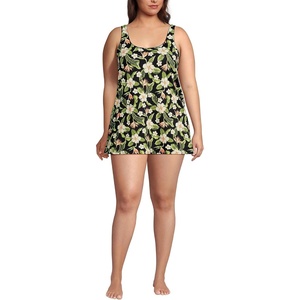 image:imageLands End Womens Mini Swim DressHibiscus FloralBlack