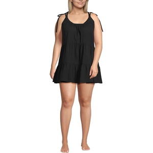 image:imageLands End Womens New Tiered Cover Up Mini DressBlack