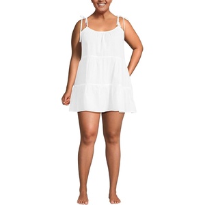 image:imageLands End Womens New Tiered Cover Up Mini DressWhite
