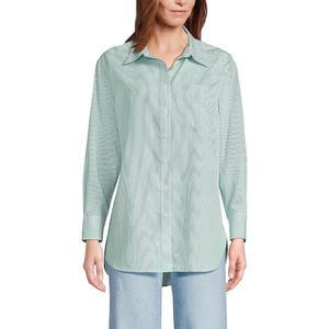 image:imageLands End Womens No Iron Oversized Poplin Extra Long TunicVibrant Clover Mini Stripe