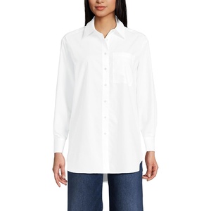image:imageLands End Womens No Iron Oversized Poplin Extra Long TunicWhite