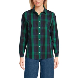 image:imageLands End Womens Pinwale Cord Long Sleeve ShirtRich CloverNavy Plaid