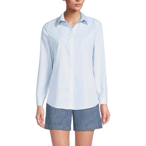 image:imageLands End Womens Pinwale Cord Long Sleeve ShirtRoyal Cobalt Double Pinstripe