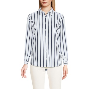 image:imageLands End Womens Pinwale Cord Long Sleeve ShirtWhiteNavy Classic Stripe