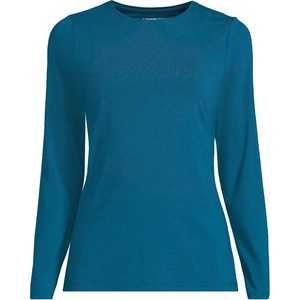 image:imageLands End Womens Plus Size Lightweight Jersey Skimming Long Sleeve Crew Neck TShirtBaltic Teal