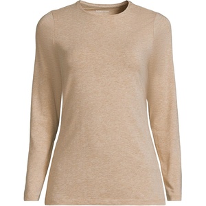 image:imageLands End Womens Plus Size Lightweight Jersey Skimming Long Sleeve Crew Neck TShirtFrench Pecan Heather
