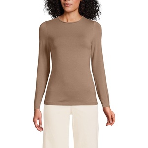 image:imageLands End Womens Plus Size Lightweight Jersey Skimming Long Sleeve Crew Neck TShirtHoney Beige