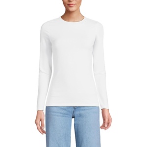 image:imageLands End Womens Plus Size Lightweight Jersey Skimming Long Sleeve Crew Neck TShirtWhite