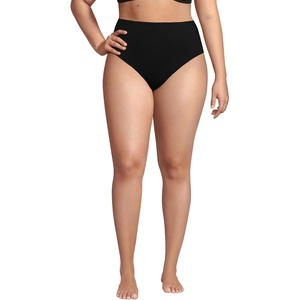 image:imageLands End Womens Ribbed Smoothing High Waisted Bikini BottomsBlack