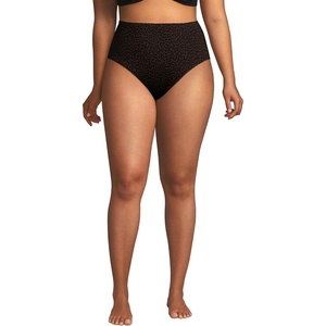 image:imageLands End Womens Ribbed Smoothing High Waisted Bikini BottomsBrown Leopard