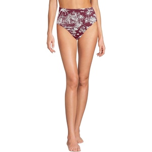 image:imageLands End Womens Ribbed Smoothing High Waisted Bikini BottomsBurgundy Island Scenic