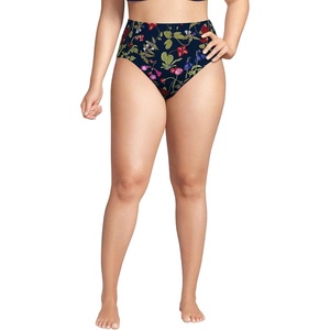 image:imageLands End Womens Ribbed Smoothing High Waisted Bikini BottomsDeep Sea Multi Garden Floral