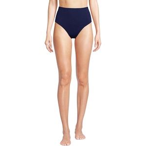 image:imageLands End Womens Ribbed Smoothing High Waisted Bikini BottomsDeep Sea Navy