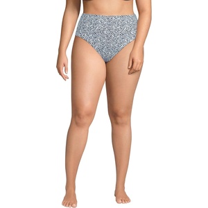 image:imageLands End Womens Ribbed Smoothing High Waisted Bikini BottomsWhiteNavy Ditsy Lilies