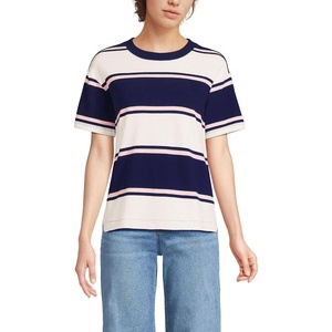 image:imageLands End Womens Short Sleeve Mariner TShirtDeep Sea NavyPink Stripes