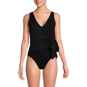 image:imageLands End Womens Side Tie Wrap SwimsuitBlack