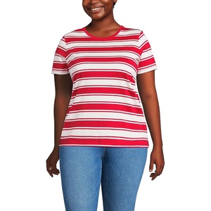 image:imageLands End Womens Supima Crew Neck TShirtCompass Red Sail Stripes