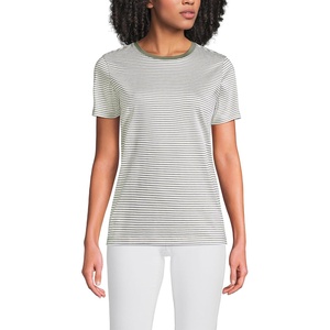 image:imageLands End Womens Supima Crew Neck TShirtSage Micro Stripe